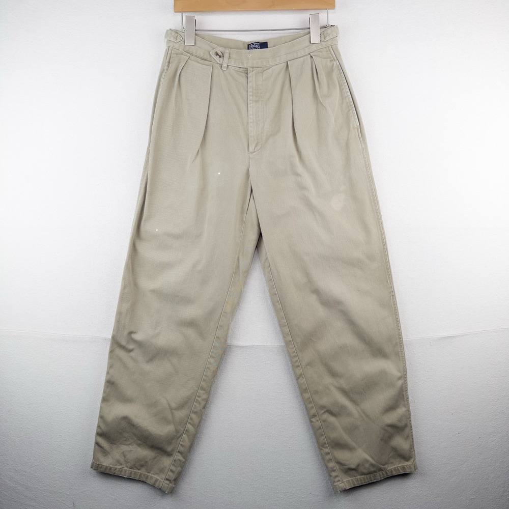 80's Vtg Polo Ralph Lauren Chinos Pants Extended Tab Men's 31x32 *Distressed USA